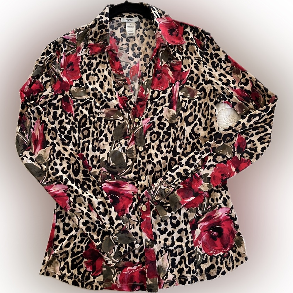 Cache Animal Print Blouse Size S